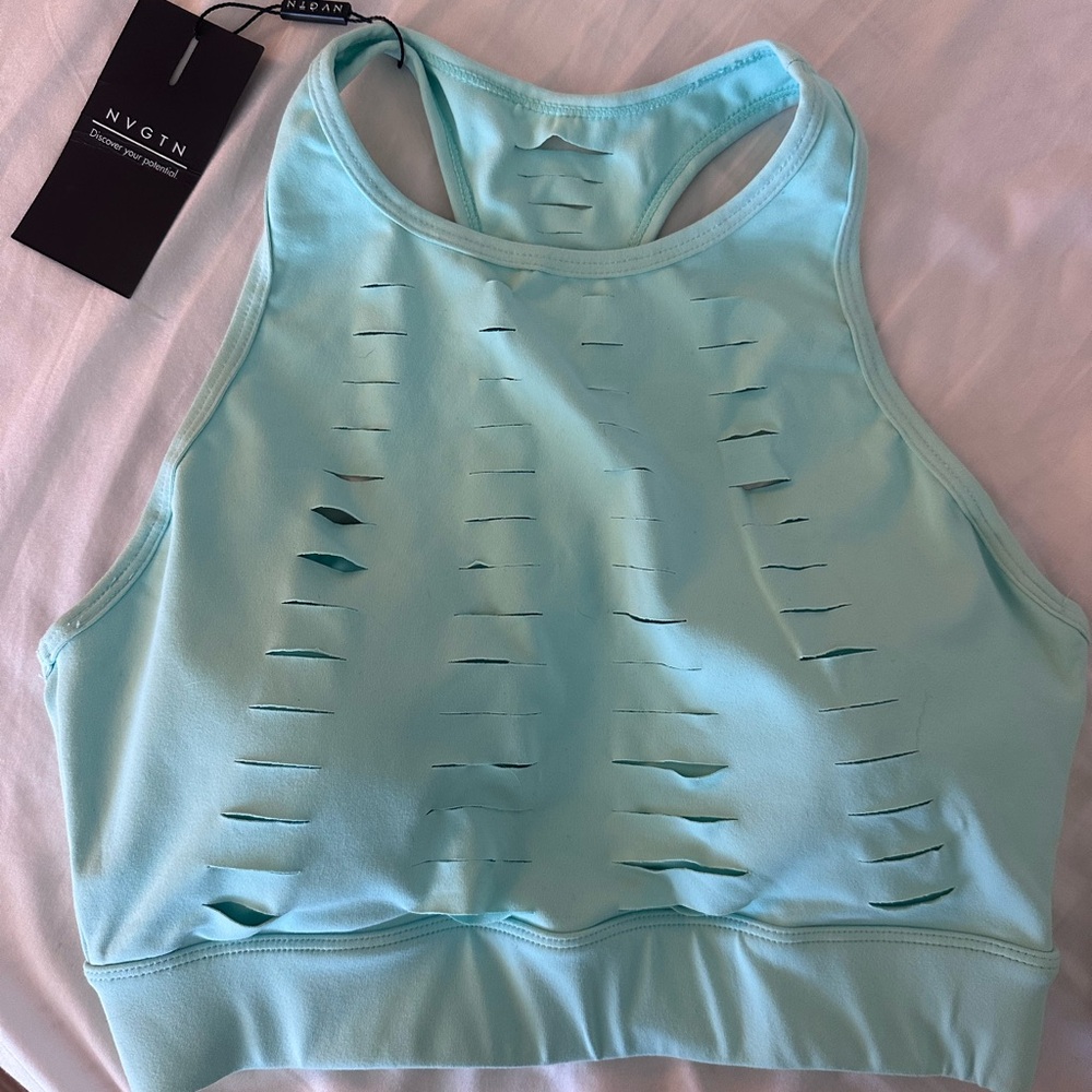 NVGTN Light Blue Cutout Sports Bra